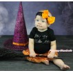 Halloween Black Baby Bodysuit Bling Orange Sequins Pettiskirt & Sparkle Rhinestone My 1st Halloween Print JS4720